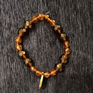 Amber and Gold Beaded Bracelet